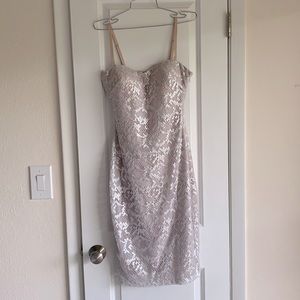Bebe Silver Sequence/Pale Pink Dress Size Small